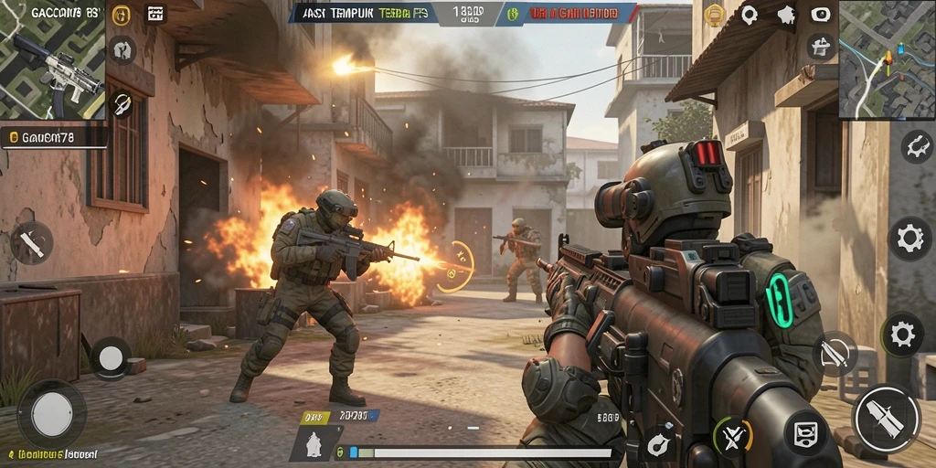 Tampilan gameplay GACOR78 dengan aksi tembak-menembak yang intens.