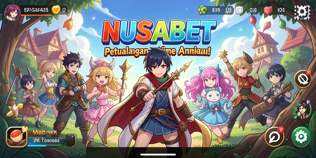 Tangkapan layar NUSABET menampilkan karakter anime dalam aksi seru.