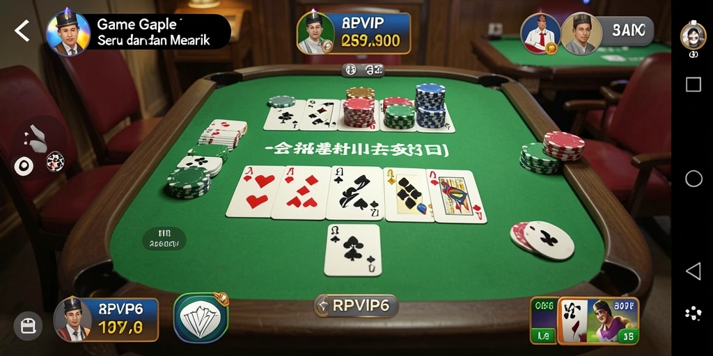 Screenshot utama RPVIP6 menampilkan gameplay Gaple yang seru.